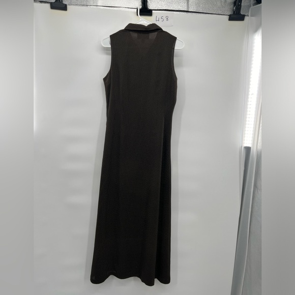 Emanuel Ungaro brown polka dot dress sleeveless maxi size 6/40 - Picture 11 of 11